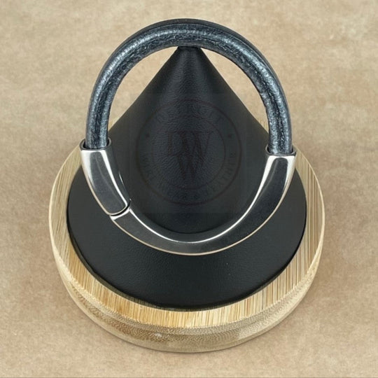 Metallic Silver Black Leather Unisex Arena Bracelet-1