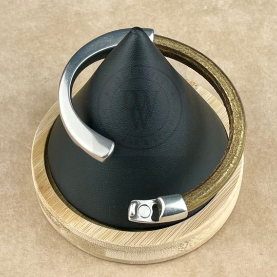 Metallic Gold Brown Leather Unisex Arena Bracelet-5