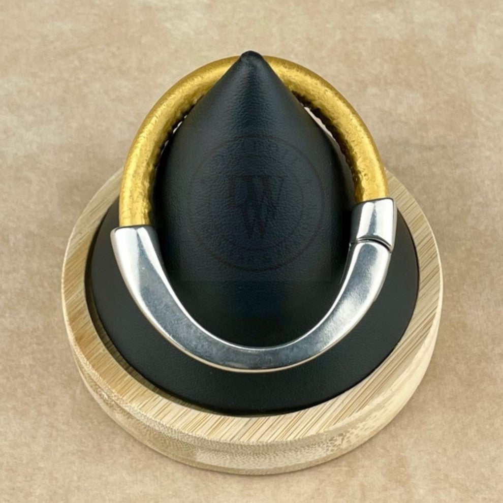 Metallic Gold Leather Unisex Arena Bracelet-4