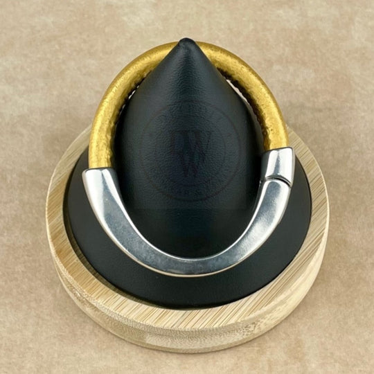 Metallic Gold Leather Unisex Arena Bracelet-4