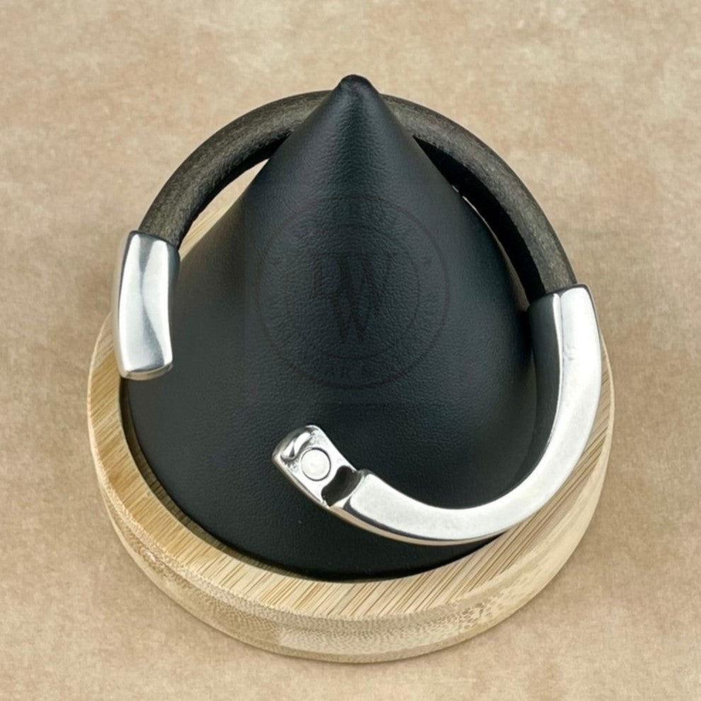 Metallic Gunmetal Leather Unisex Arena Bracelet-6