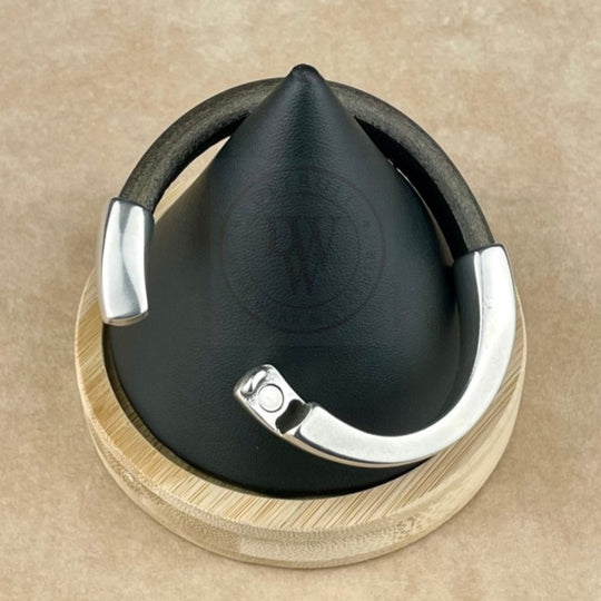 Metallic Gunmetal Leather Unisex Arena Bracelet-6