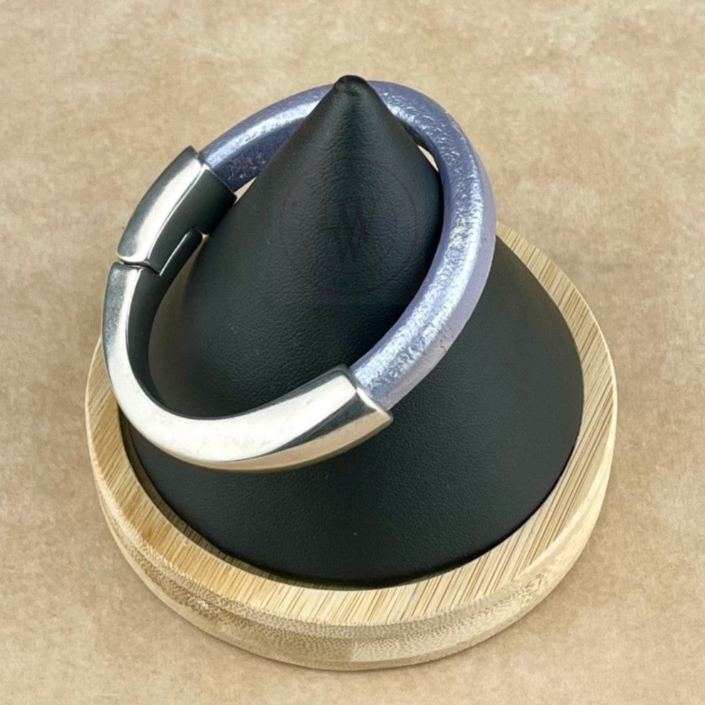Metallic Lilac Leather Unisex Arena Bracelet-3
