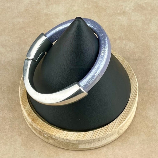 Metallic Lilac Leather Unisex Arena Bracelet-3