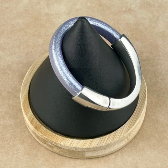 Metallic Lilac Leather Unisex Arena Bracelet-4