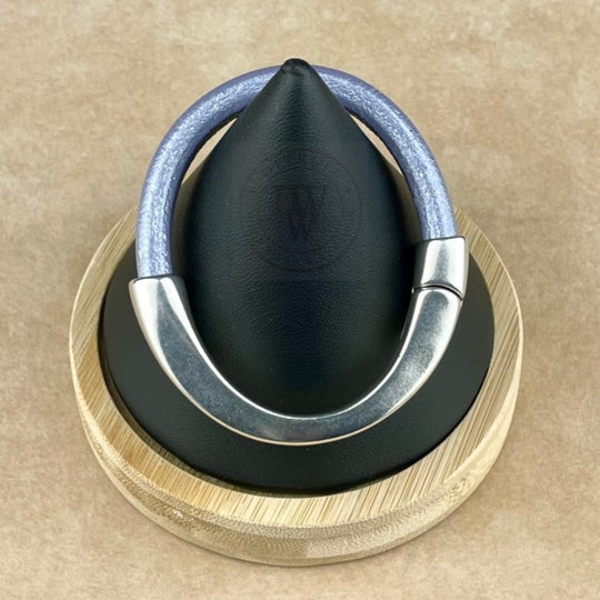 Metallic Lilac Leather Unisex Arena Bracelet-5