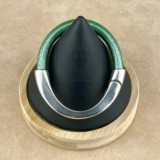 Metallic Kelly Green Leather Unisex Arena Bracelet-4