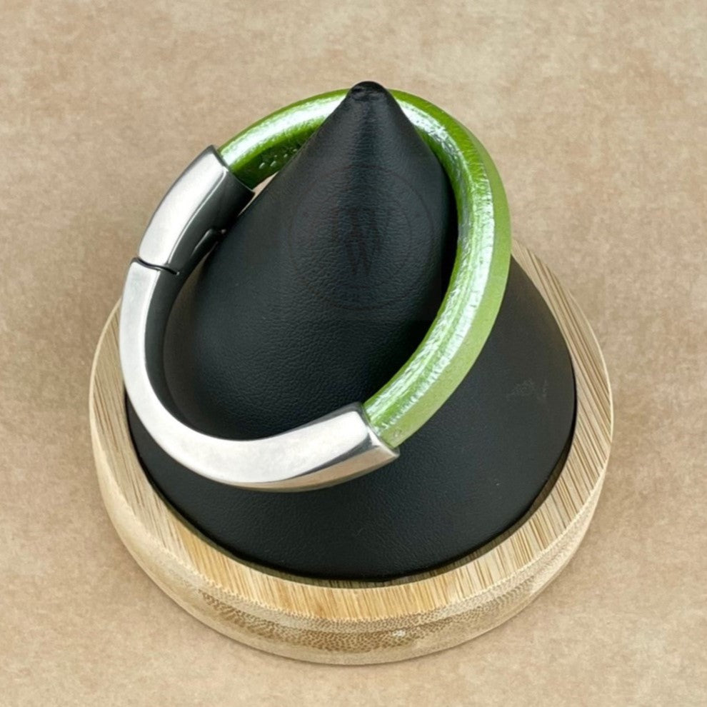 Metallic Pistachio Leather Unisex Arena Bracelet 2