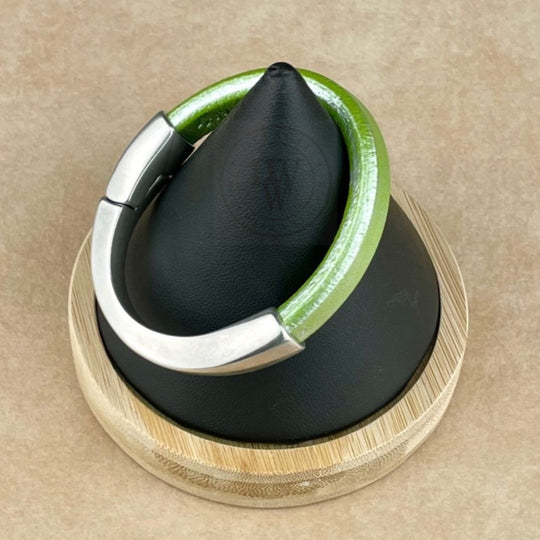 Metallic Pistachio Leather Unisex Arena Bracelet 2