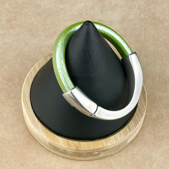 Metallic Pistachio Leather Unisex Arena Bracelet -3