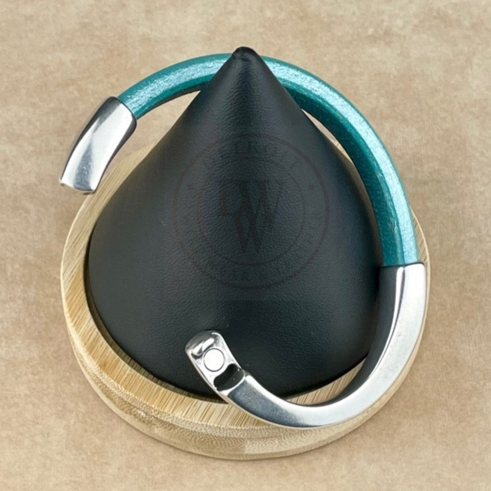 Metallic Teal Leather Unisex Arena Bracelet-6