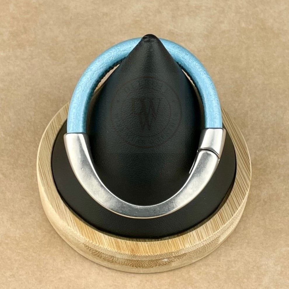 Metallic Sky Blue Leather Unisex Arena Bracelet -4