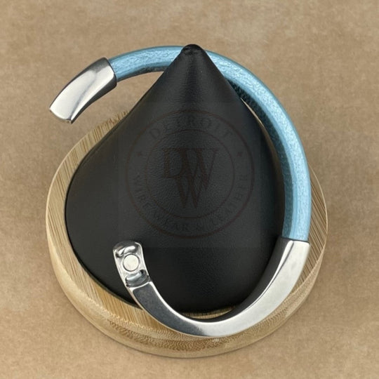 Metallic Sky Blue Leather Unisex Arena Bracelet -6