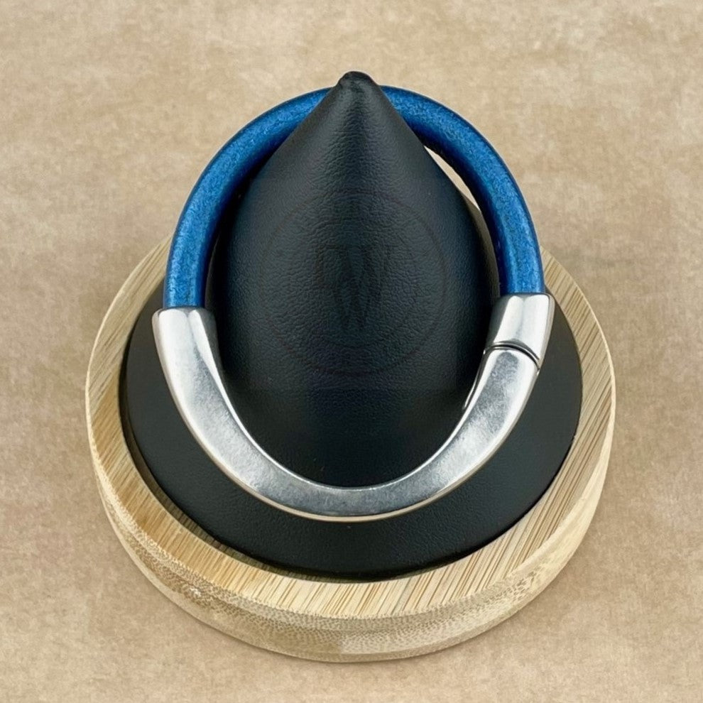 Metallic Cobalt Leather Unisex Arena Bracelet4