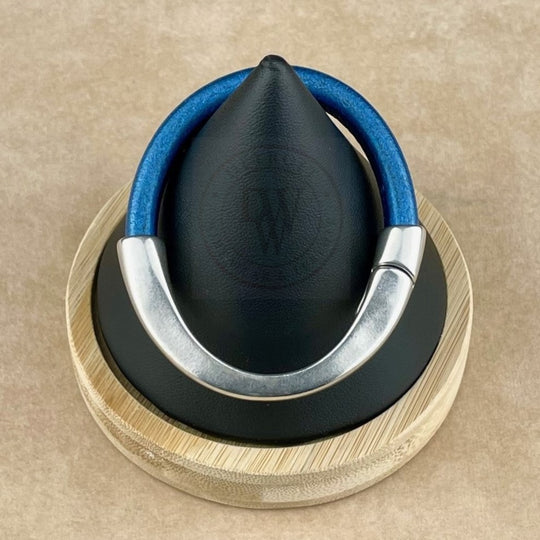 Metallic Cobalt Leather Unisex Arena Bracelet4