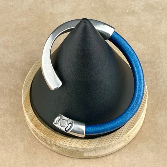 Metallic Cobalt Leather Unisex Arena Bracelet-5