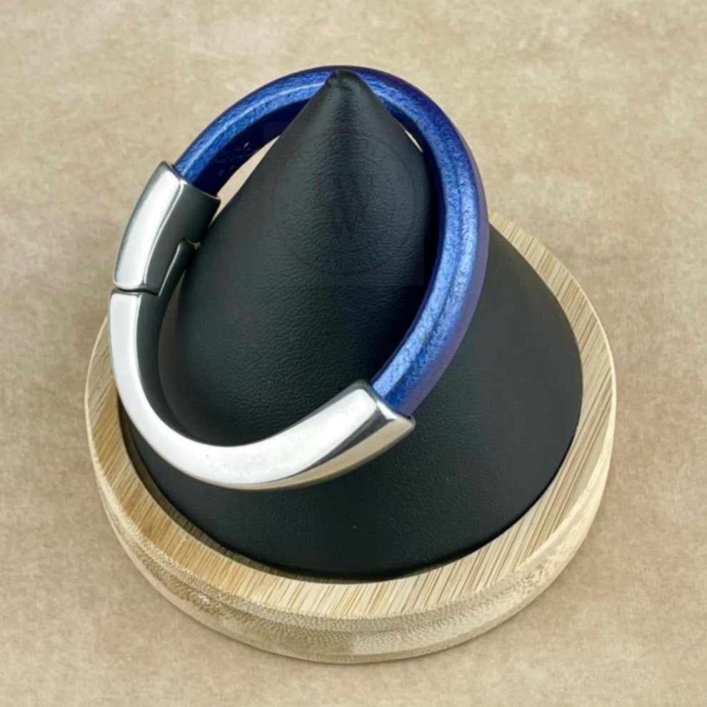 Metallic Amethyst Leather Unisex Arena Bracelet-2