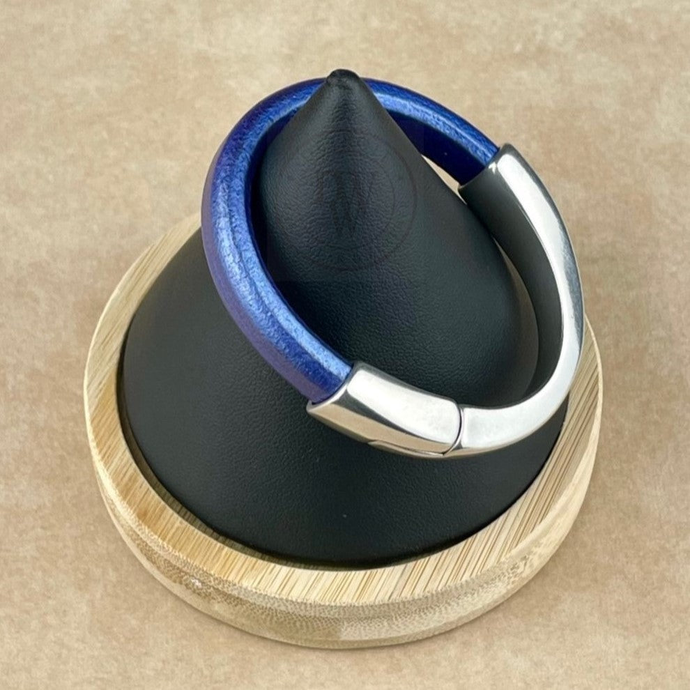 Metallic Amethyst Leather Unisex Arena Bracelet-3