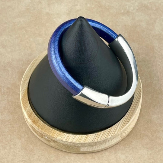 Metallic Amethyst Leather Unisex Arena Bracelet-3