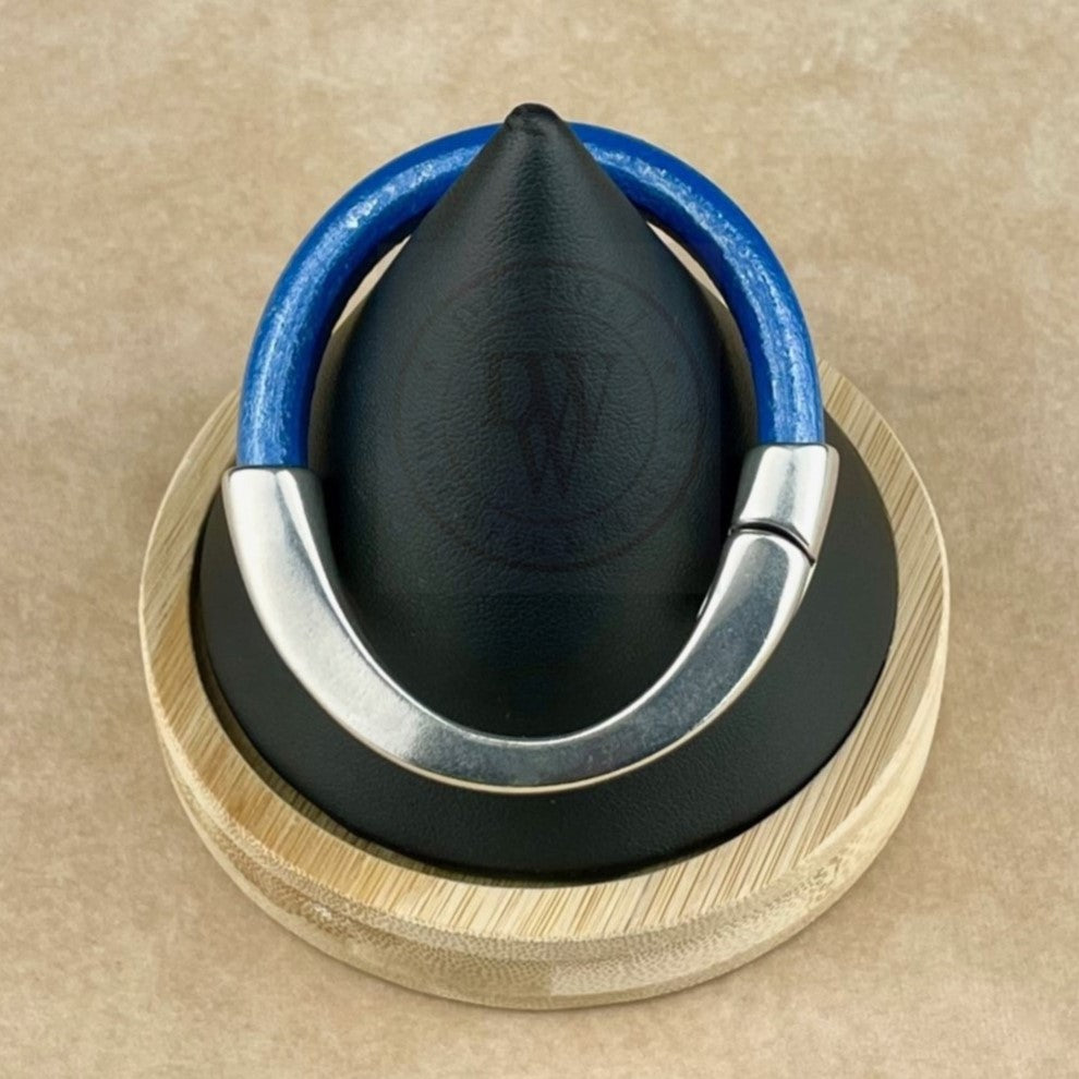 Metallic Star Spangled Banner Blue Leather Unisex Arena Bracelet-4