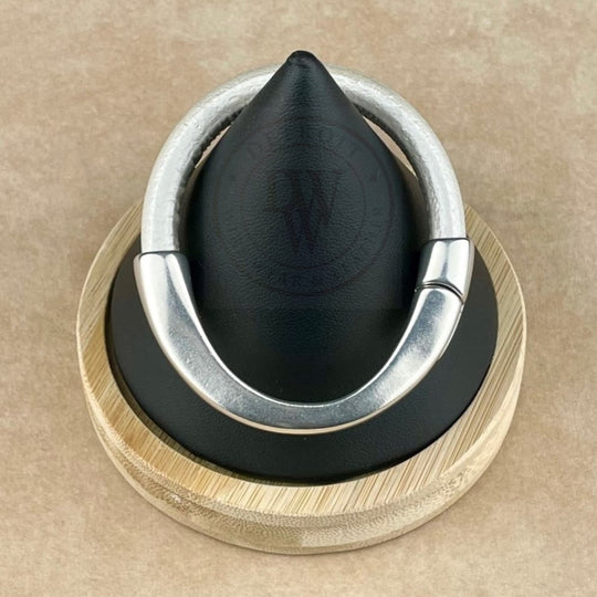 Metallic Pearl White Leather Unisex Arena Bracelet-4