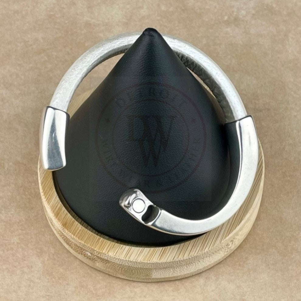 Metallic Pearl White Leather Unisex Arena Bracelet-6