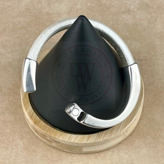 Metallic Pearl White Leather Unisex Arena Bracelet-6