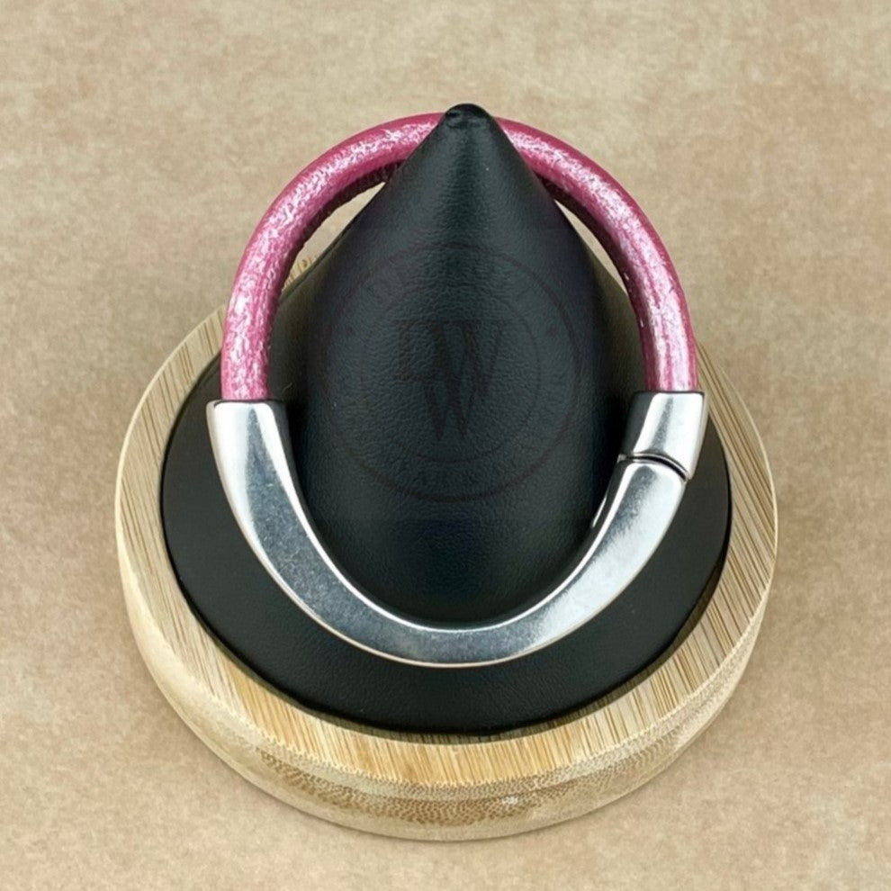 Metallic Fuchsia Leather Unisex Arena Bracelet -4