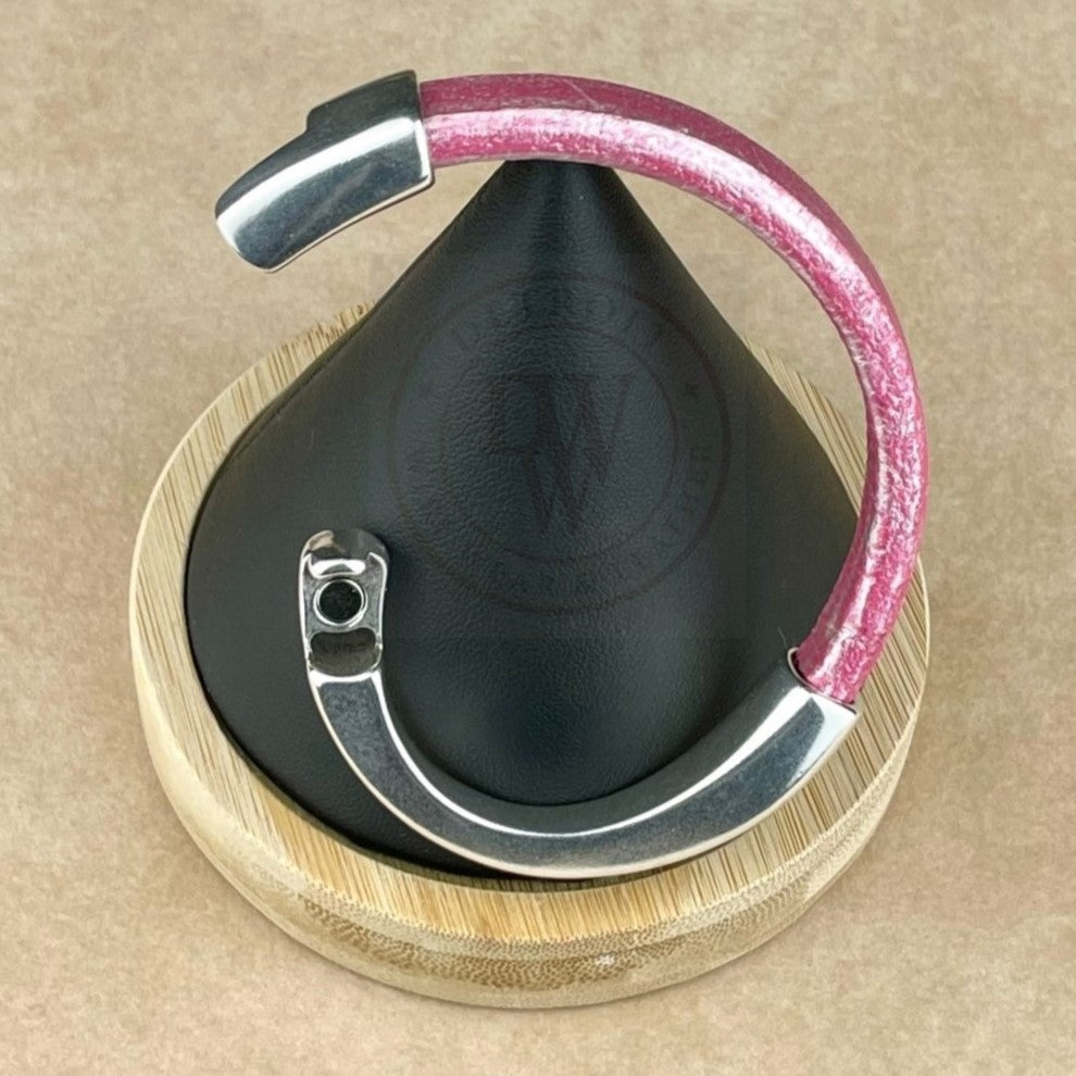 Metallic Fuchsia Leather Unisex Arena Bracelet -6