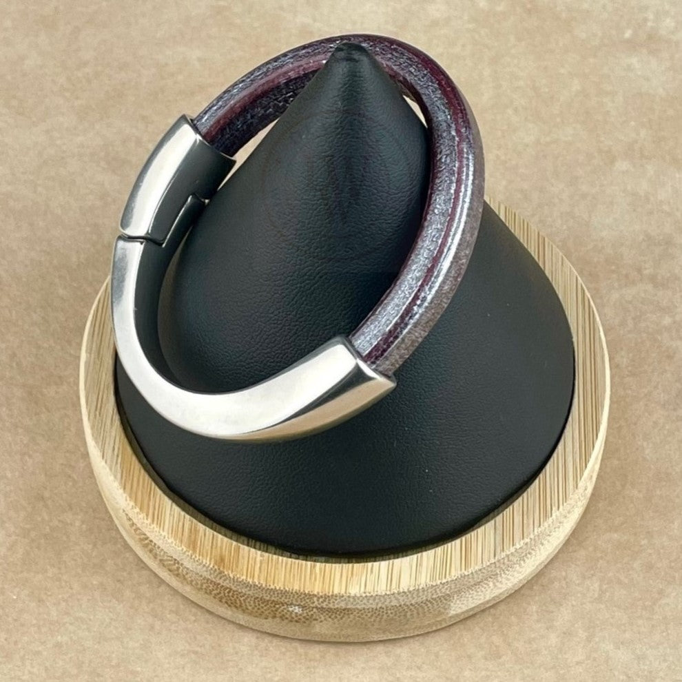 Metallic Grape Leather Unisex Arena Bracelet-2