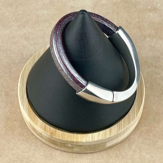 Metallic Grape Leather Unisex Arena Bracelet-3
