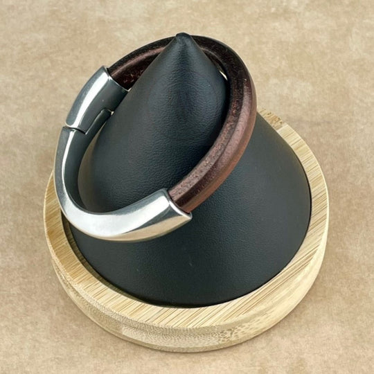 Metallic Burgundy Leather Unisex Arena Bracelet-2