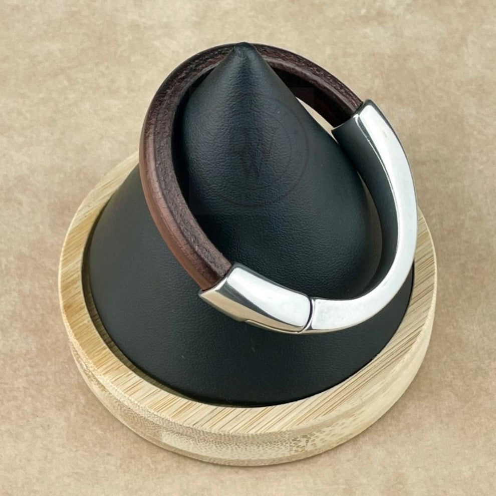 Metallic Burgundy Leather Unisex Arena Bracelet-3