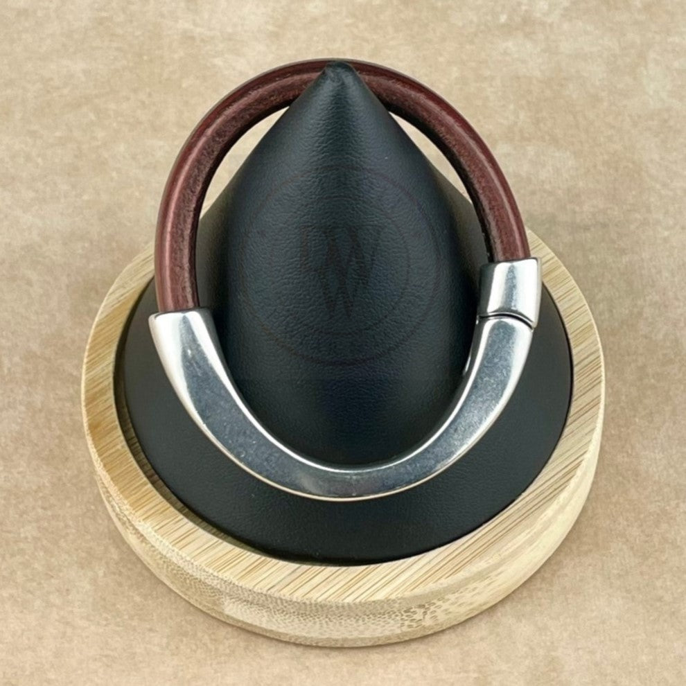 Metallic Burgundy Leather Unisex Arena Bracelet-4
