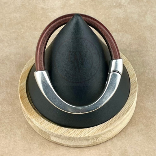 Metallic Burgundy Leather Unisex Arena Bracelet-4