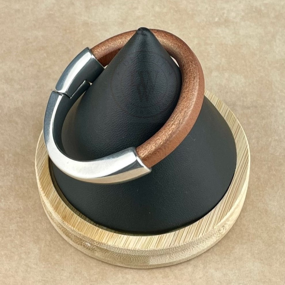 Matte Metallic Copper Leather Unisex Arena Bracelet-2