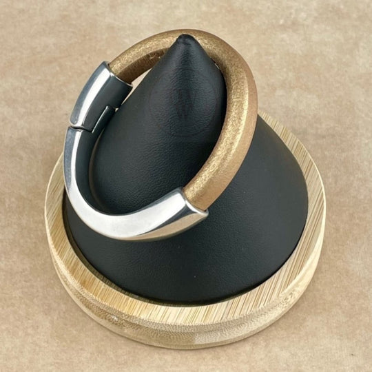 Matte Metallic Gold Leather Unisex Arena Bracelet-2