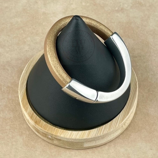 Matte Metallic Gold Leather Unisex Arena Bracelet-3