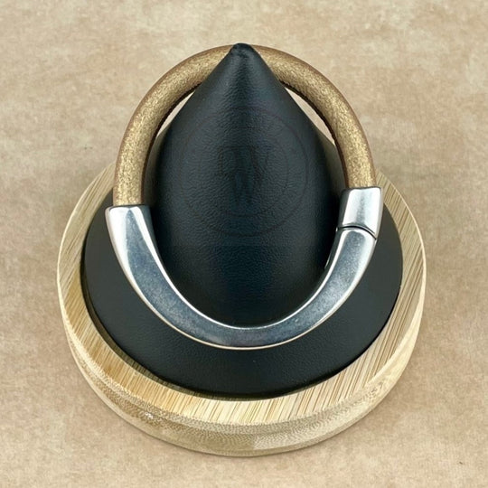 Matte Metallic Gold Leather Unisex Arena Bracelet-4