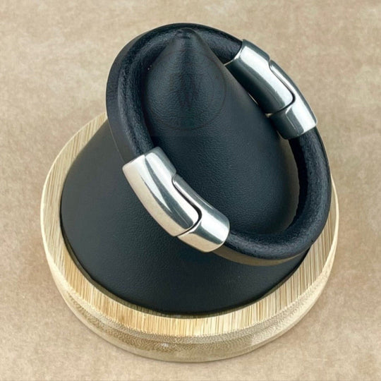 Black Leather Unisex Cobo Bracelet -2