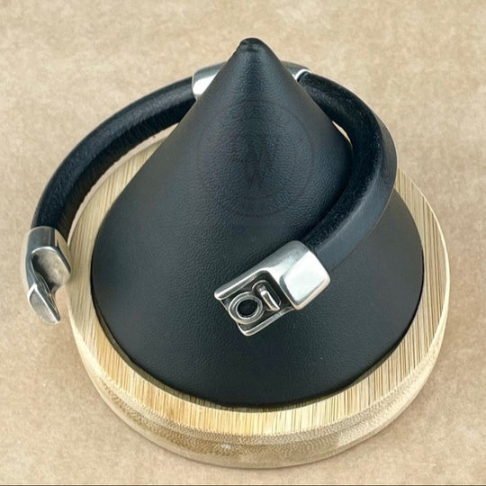 Black Leather Unisex Cobo Bracelet -3