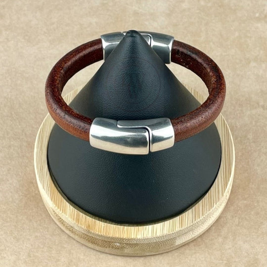 Distressed Brown Leather Unisex Cobo Bracelet-1