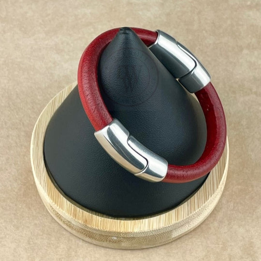 Distressed Red Leather Unisex Cobo Bracelet -2