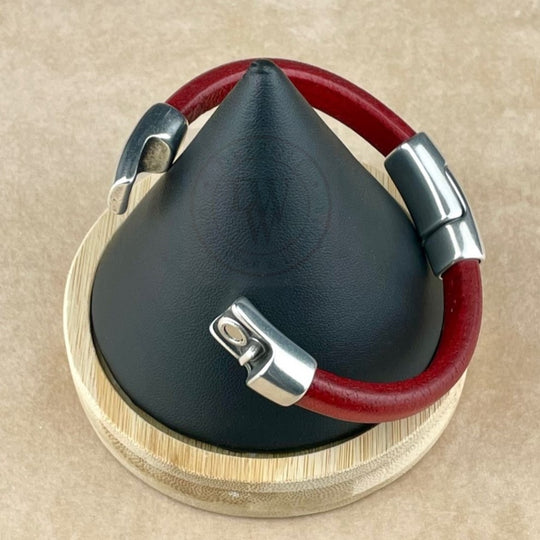 Distressed Red Leather Unisex Cobo Bracelet -3