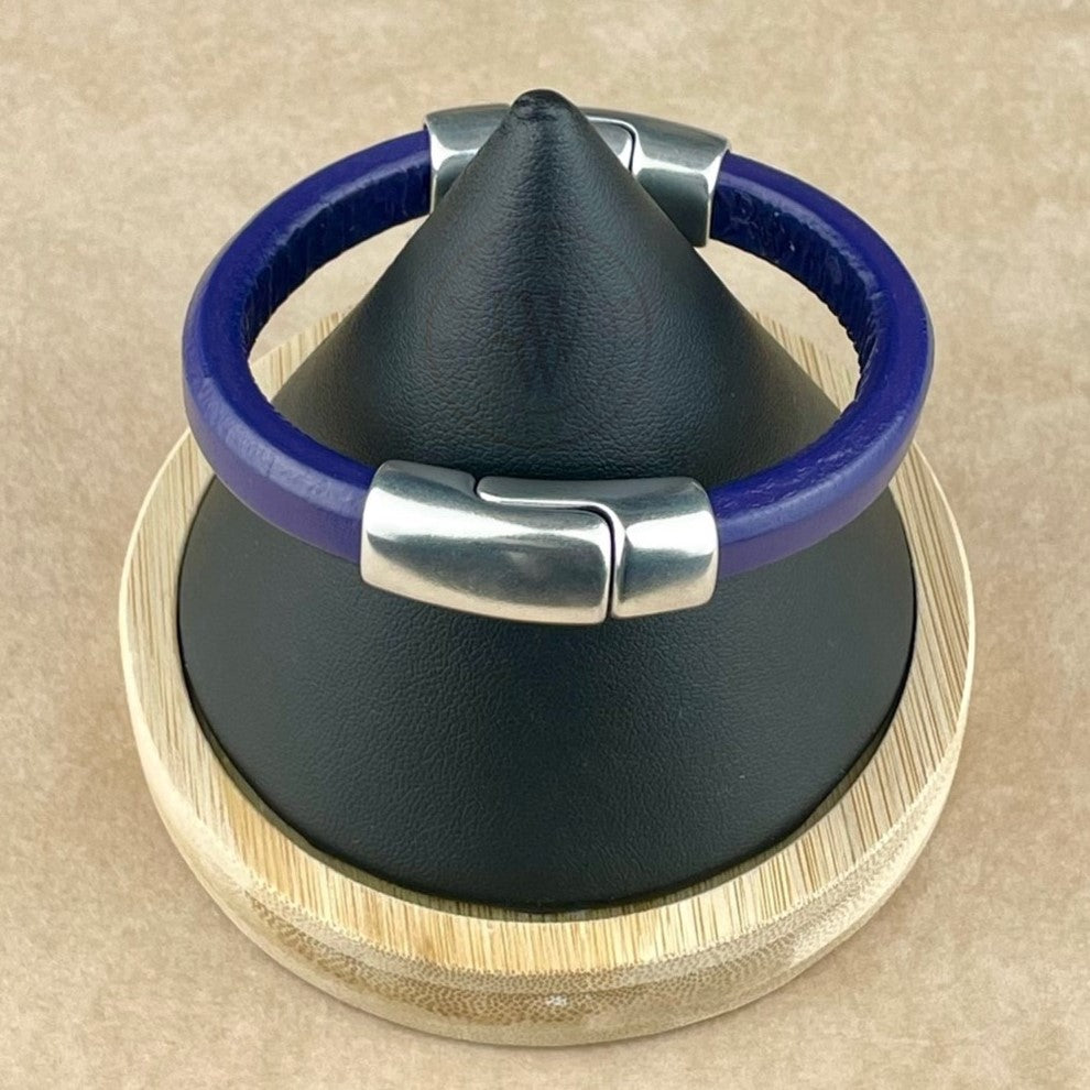 Dark Purple Leather Unisex Cobo Bracelet -1