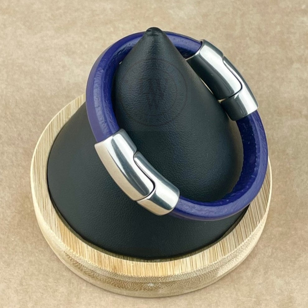 Dark Purple Leather Unisex Cobo Bracelet -2