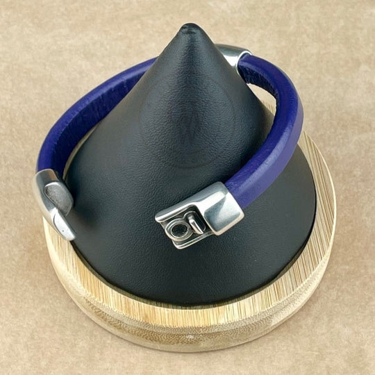 Dark Purple Leather Unisex Cobo Bracelet -3