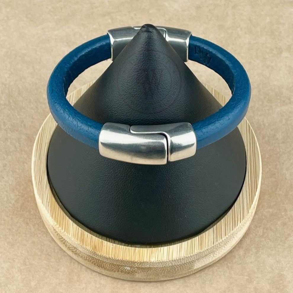 Atlantic Blue Leather Unisex Cobo Bracelet -1