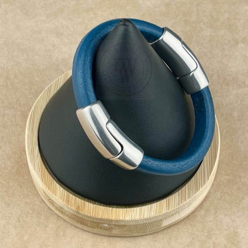 Atlantic Blue Leather Unisex Cobo Bracelet -2