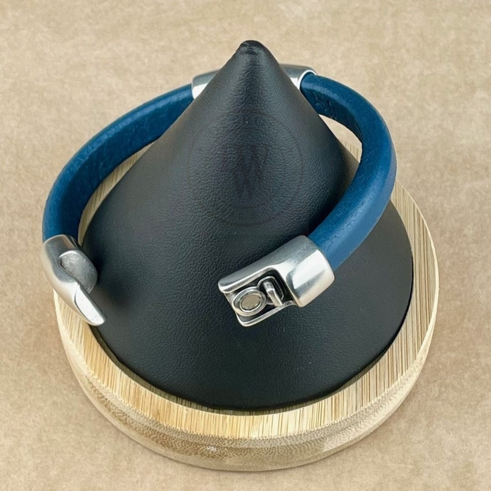 Atlantic Blue Leather Unisex Cobo Bracelet -3